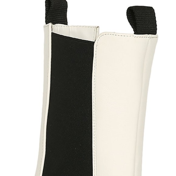 Women's Chunky Mid Calf Elastic Collar Round Toe Lugged Sole Boot- White - Picture 5 of 7